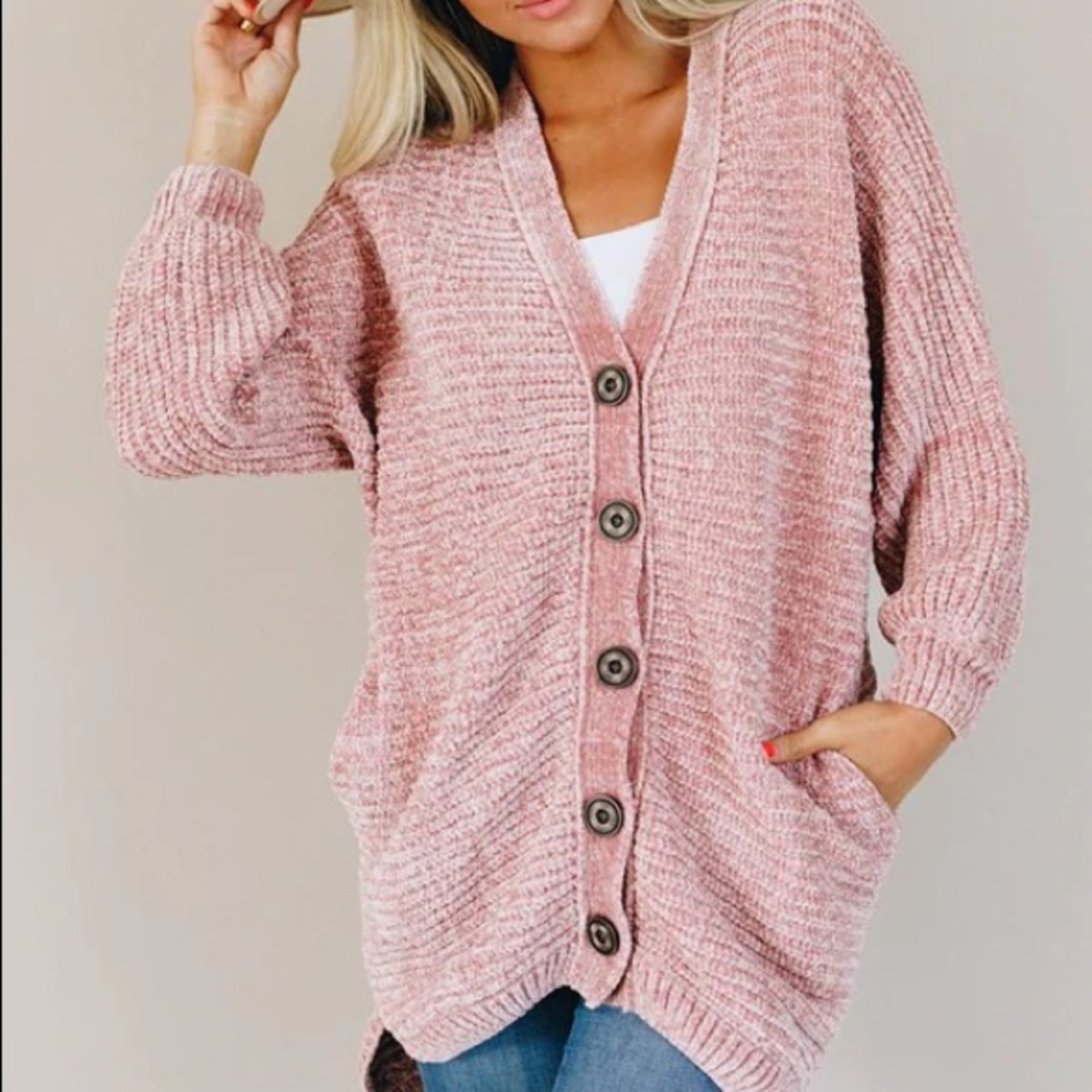 Oversized Pink Cardigan